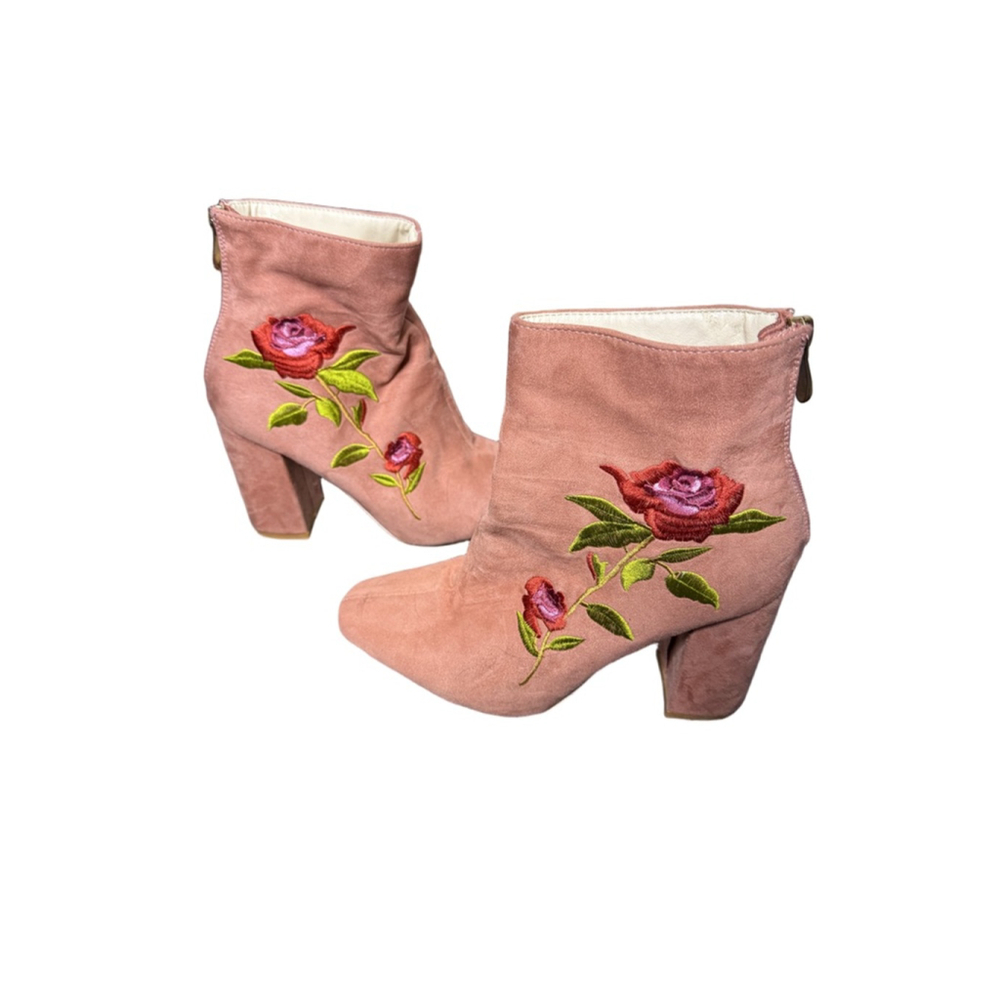 Cape Robbin Pink Embroidered Ankle Boots Size 8 - Picture 2 of 8